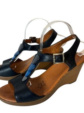 Flexi wedge sandal heels blue faux leather women’s size 10